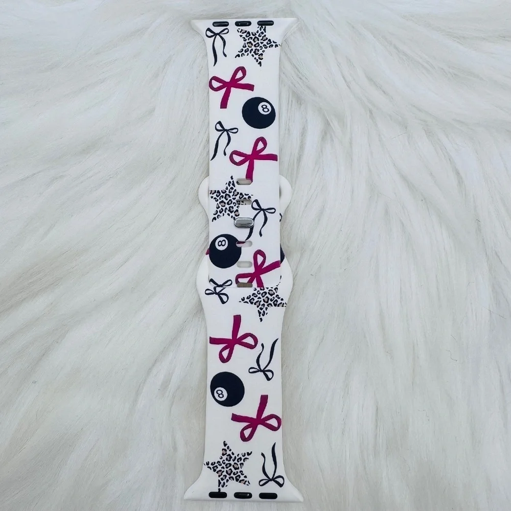 New Pink Bow & Stars Design Watch Band For Apple Watch  38mm / 40mm / 41mm